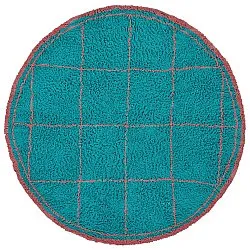 Okrągły dywan - Lana Natural Cotton Shaggy (turkusowy/różowy)