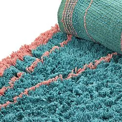Okrągły dywan - Lana Natural Cotton Shaggy (turkusowy/różowy)