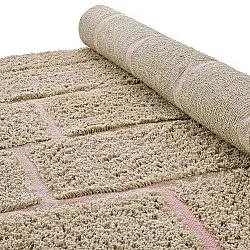 Dywany shaggy - Lindley Natural Cotton Shaggy (beżowy/różowy)