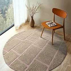 Okrągły dywan - Lindley Natural Cotton Shaggy (beżowy/różowy)