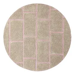 Okrągły dywan - Lindley Natural Cotton Shaggy (beżowy/różowy)