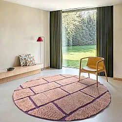 Okrągły dywan - Lindley Natural Cotton Shaggy (różowy/fioletowy)