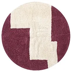 Okrągły dywan - Ricco Natural Cotton Shaggy (offwhite/burgundia)