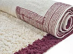 Okrągły dywan - Ricco Natural Cotton Shaggy (offwhite/burgundia)