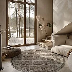 Okrągły dywan - Salem Natural Cotton Shaggy (kolor ciemnoszary)