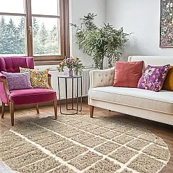 Okrągły dywan - Zola Natural Cotton Shaggy (beżowy)