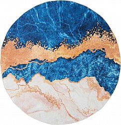 Okrągły dywan - Padova (niebieski/pomarańczowy)