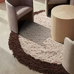 Okrągły dywan - Sagres Natural Cotton Shaggy (złamana biel/brązowy)