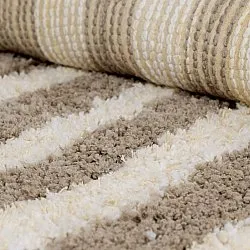 Okrągły dywan - Thira Stripe Cotton Shaggy (kremowy/taupe)