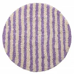 Okrągły dywan - Thira Stripe Cotton Shaggy (krem/jasnofioletowy)