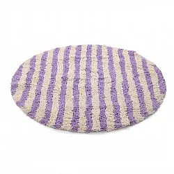 Okrągły dywan - Thira Stripe Cotton Shaggy (krem/jasnofioletowy)