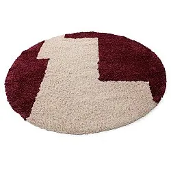 Okrągły dywan - Begur Natural Cotton Shaggy (złamana biel/bordowy)