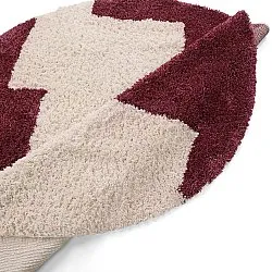 Okrągły dywan - Begur Natural Cotton Shaggy (złamana biel/bordowy)