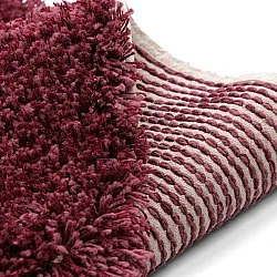 Okrągły dywan - Begur Natural Cotton Shaggy (złamana biel/bordowy)