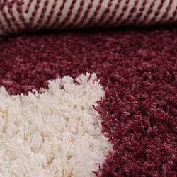 Okrągły dywan - Begur Natural Cotton Shaggy (złamana biel/bordowy)