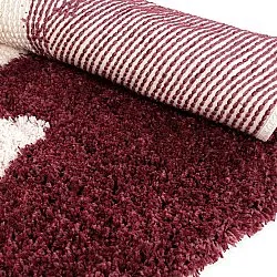 Okrągły dywan - Begur Natural Cotton Shaggy (złamana biel/bordowy)