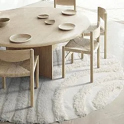 Okrągły dywan - Cazorla Natural Cotton Shaggy (białawy)