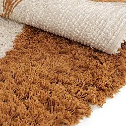 Okrągły dywan - Kalymnos Natural Cotton Shaggy (złamana biel/ochra)
