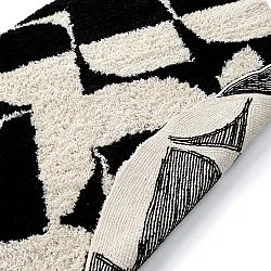 Okrągły dywan - Marvao Natural Cotton Shaggy (złamana biel/czarny)