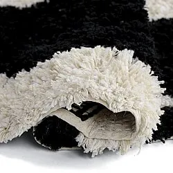 Okrągły dywan - Marvao Natural Cotton Shaggy (złamana biel/czarny)