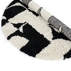 Okrągły dywan - Marvao Natural Cotton Shaggy (złamana biel/czarny)