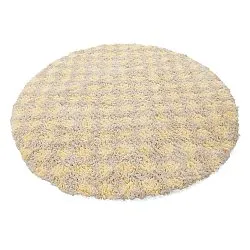Okrągły dywan - Methoni Check Cotton Shaggy (kremowy/jasnożółty)