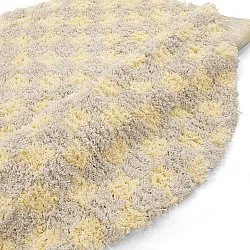 Okrągły dywan - Methoni Check Cotton Shaggy (kremowy/jasnożółty)