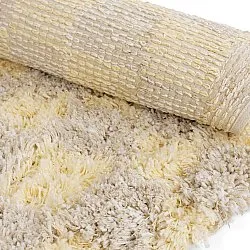 Okrągły dywan - Methoni Check Cotton Shaggy (kremowy/jasnożółty)