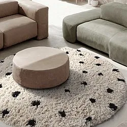 Okrągły dywan - Soria Natural Cotton Shaggy (złamana biel/czarny)