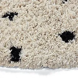 Okrągły dywan - Soria Natural Cotton Shaggy (złamana biel/czarny)