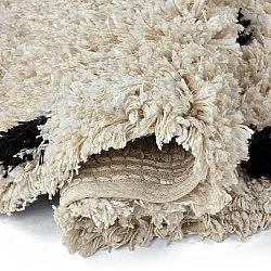 Okrągły dywan - Soria Natural Cotton Shaggy (złamana biel/czarny)