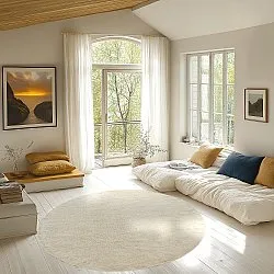 Okrągły dywan - Celina Natural Cotton Shaggy (złamana biel/beż)