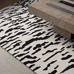 Dywany shaggy - Zebra Tufted Wool Premium (biały/czarny)