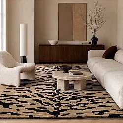 Dywany shaggy - Zebra Tufted Wool Premium (beżowy/czarny)