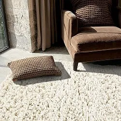 Dywany shaggy - Fassale Hand Woven Wool Shaggy (biały)