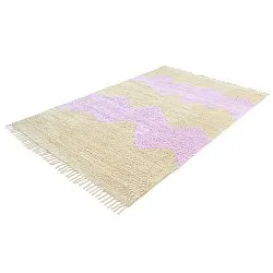 Dywany shaggy - Amira Natural Cotton Shaggy (beżowy/fioletowy)