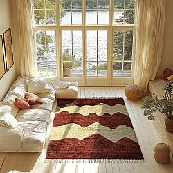 Dywany shaggy - Amira Natural Cotton Shaggy (czerwony/beżowy)