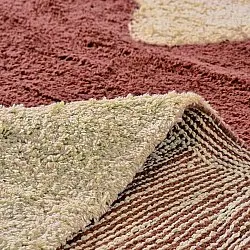 Okrągły dywan - Amira Natural Cotton Shaggy (czerwony/beżowy)