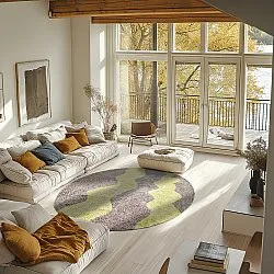 Okrągły dywan - Amira Natural Cotton Shaggy (ciemnoszary/żółty)