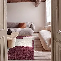 Dywany shaggy - Begur Natural Cotton Shaggy (złamana biel/bordowy)