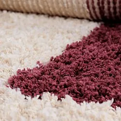 Dywany shaggy - Begur Natural Cotton Shaggy (złamana biel/bordowy)