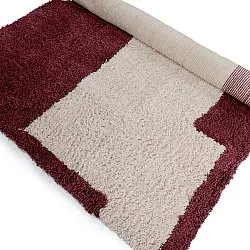 Dywany shaggy - Begur Natural Cotton Shaggy (złamana biel/bordowy)