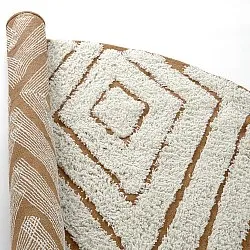Okrągły dywan - Holwell Natural Cotton Shaggy (złamana biel/brąz)