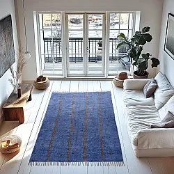 Dywany shaggy - Leora Natural Cotton Shaggy (niebieski/brązowy)