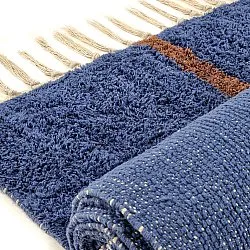 Dywany shaggy - Leora Natural Cotton Shaggy (niebieski/brązowy)