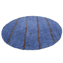 Okrągły dywan - Leora Natural Cotton Shaggy (niebieski/brązowy)