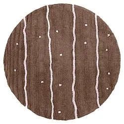 Okrągły dywan - Leora Natural Cotton Shaggy (brązowy/fioletowy)