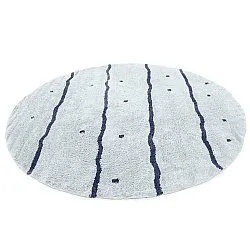 Okrągły dywan - Leora Natural Cotton Shaggy (szaro/niebieski)