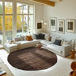 Okrągły dywan - Leora Natural Cotton Shaggy (brązowy/oliwkowy)