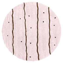Okrągły dywan - Leora Natural Cotton Shaggy (różowy/brązowy)